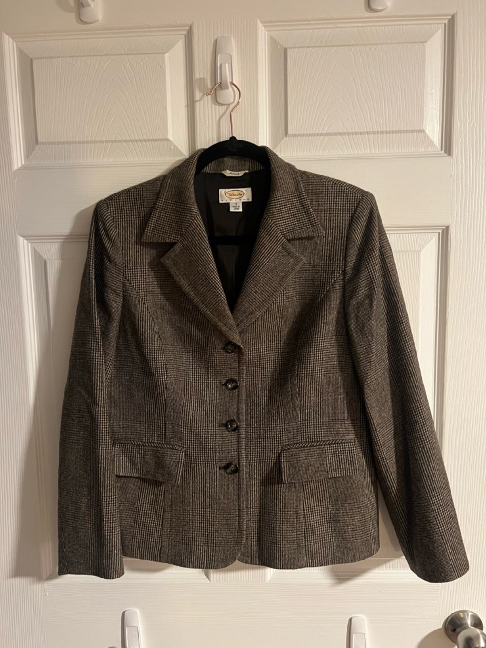 Talbots Brown and Gray Plaid Tailored Blazer